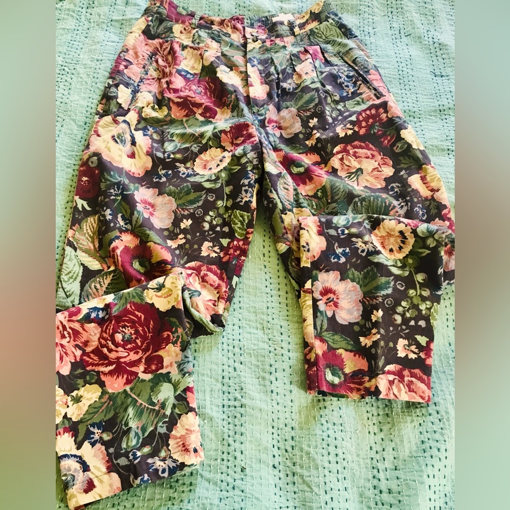 Super cute vintage Anne Pinkerton APE Sz 8 floral 90s pleated pants Cottage chic